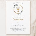 catholic first communion gold circle invitation<br><div class="desc">first communion invitation</div>
