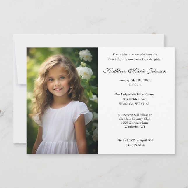 Catholic First Communion Scripture Photo Invitation (Front)
