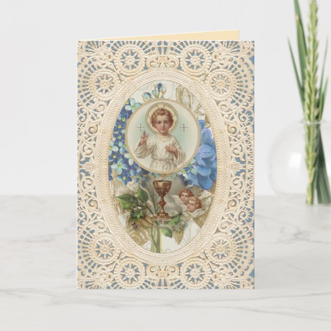 Catholic First Holy Communion Chalice Host Card (Front)