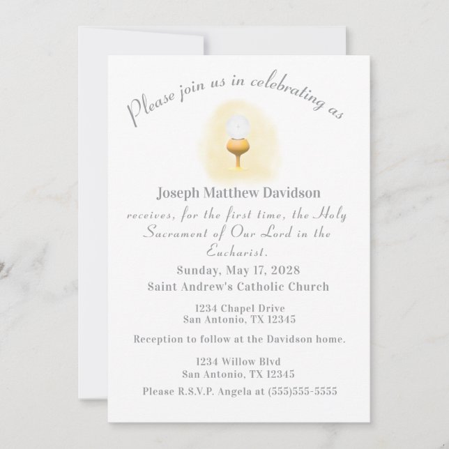 Catholic First Holy Communion Invitation (Front)