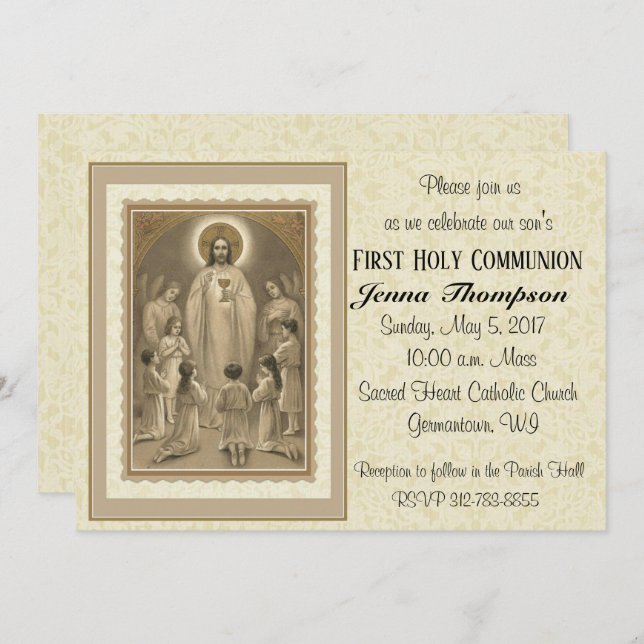Catholic First Holy Communion Invitations (Front/Back)