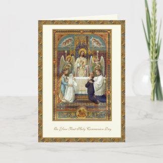 Catholic First Holy Communion Jesus Angels  Card