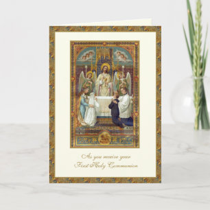 Catholic First Holy Communion Jesus Angels  Card