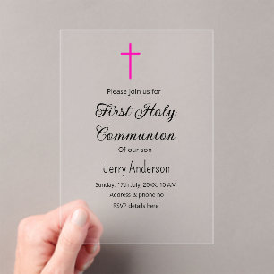 Catholic first holy communion simple minimal acrylic invitations