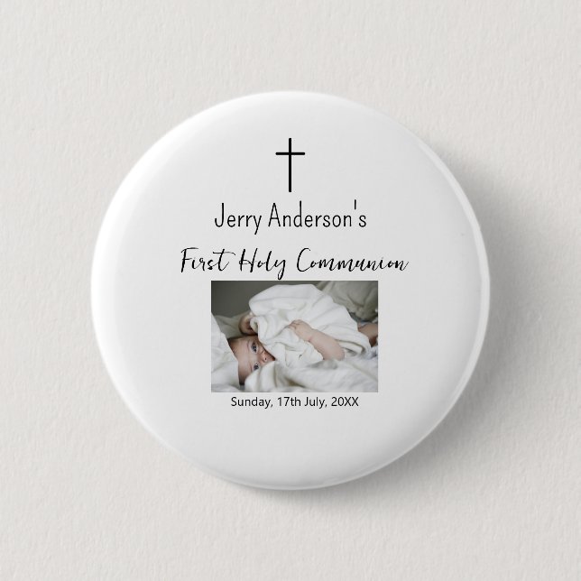 Catholic first holy communion simple QR minimal 2 Inch Round Button (Front)