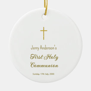 Catholic first holy communion simple QR minimal Ceramic Ornament