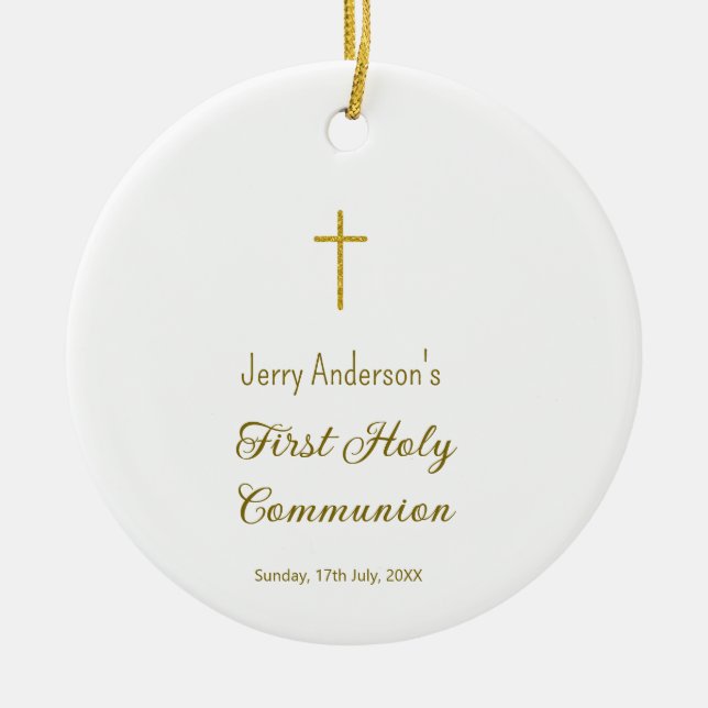 Catholic first holy communion simple QR minimal Ceramic Ornament (Front)