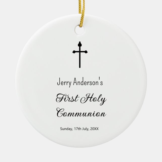Catholic first holy communion simple QR minimal Ceramic Ornament (Front)