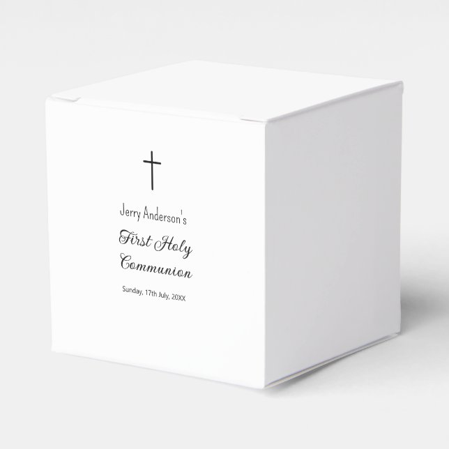 Catholic first holy communion simple QR minimal Favor Box (Front Side)