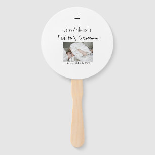 Catholic first holy communion simple QR minimal Hand Fan