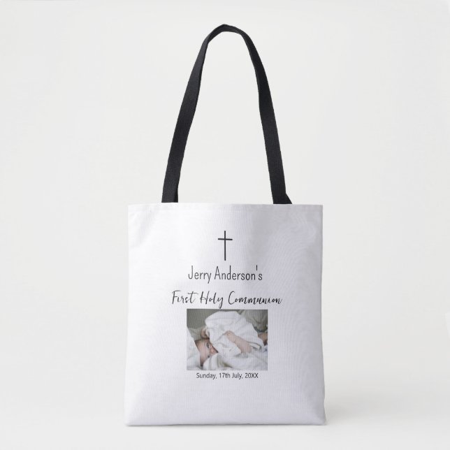 Catholic first holy communion simple QR minimal Tote Bag (Front)