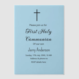 Catholic first holy communion simple QR minimal Vellum Invitations