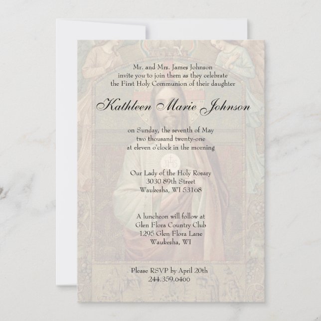 Catholic First Holy Communion Traditional  Invitation (Front)
