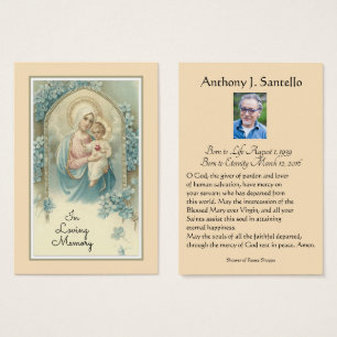 Catholic Funeral Mary Memorial Prayer Holy Card