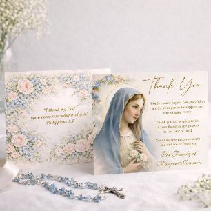 Catholic Funeral Memorial Blessed Virgin Mary Thank You Card