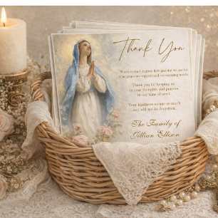 Catholic Funeral Memorial Blessed Virgin Mary Thank You Card