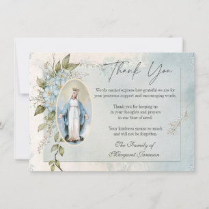 Catholic Funeral Memorial Blessed Virgin Mary  Thank You Card
