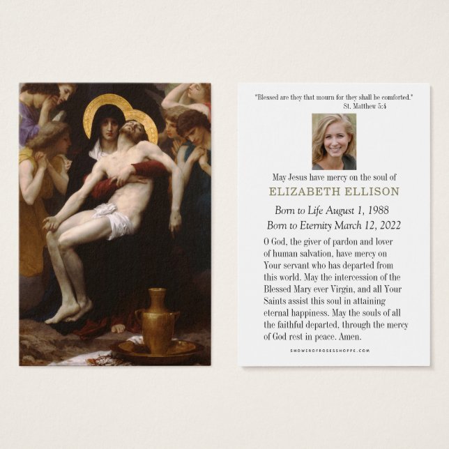 Catholic Funeral Memorial Jesus Mary Pieta (Front & Back)