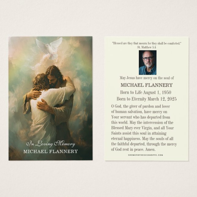 Catholic Funeral Memorial Jesus Prayer Card (Front & Back)