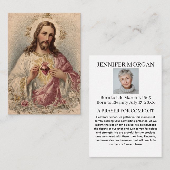 Catholic Funeral Memorial Jesus Prayer Holy Card (Front/Back)