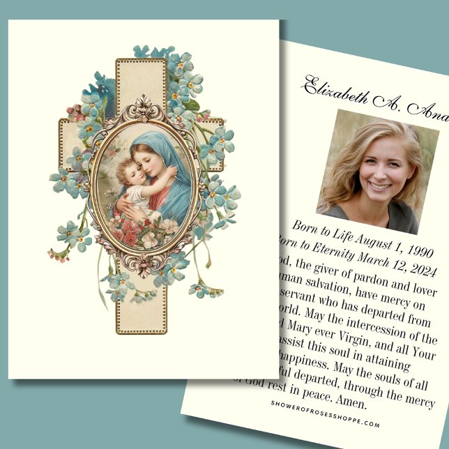 Catholic Funeral Memorial Mary Jesus Prayer Cards (Creator Uploaded)
