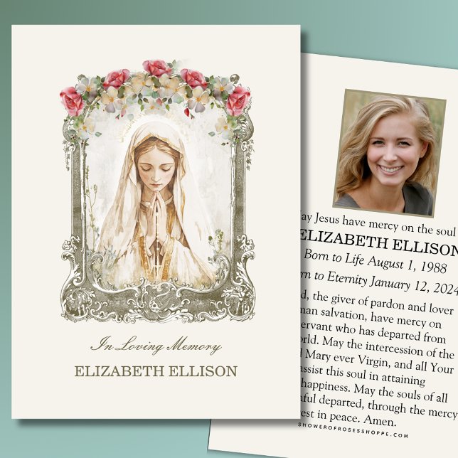Catholic Funeral Memorial Mary Prayer Card (Creator Uploaded)