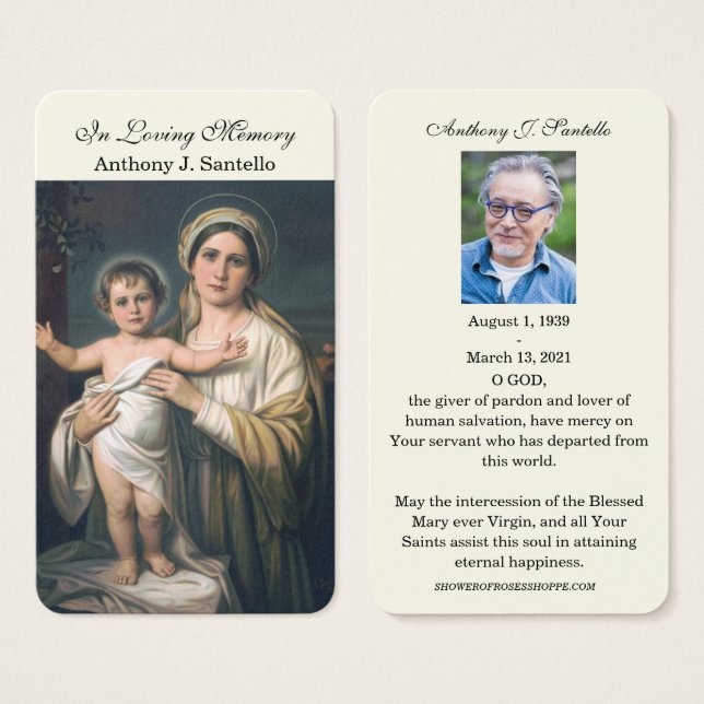 Catholic Funeral Memorial Prayer Holy Book Mark (Front & Back)