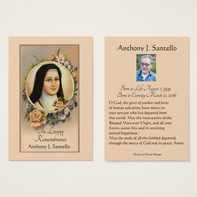Catholic Funeral Memorial Prayer Holy Card (Front & Back)