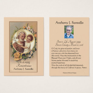 Catholic Funeral Memorial Prayer Holy Card