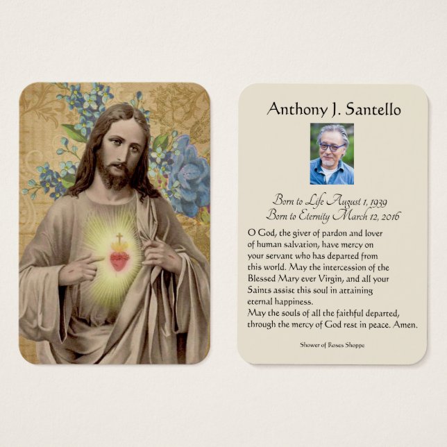 Catholic Funeral Memorial Prayer Holy Card (Front & Back)