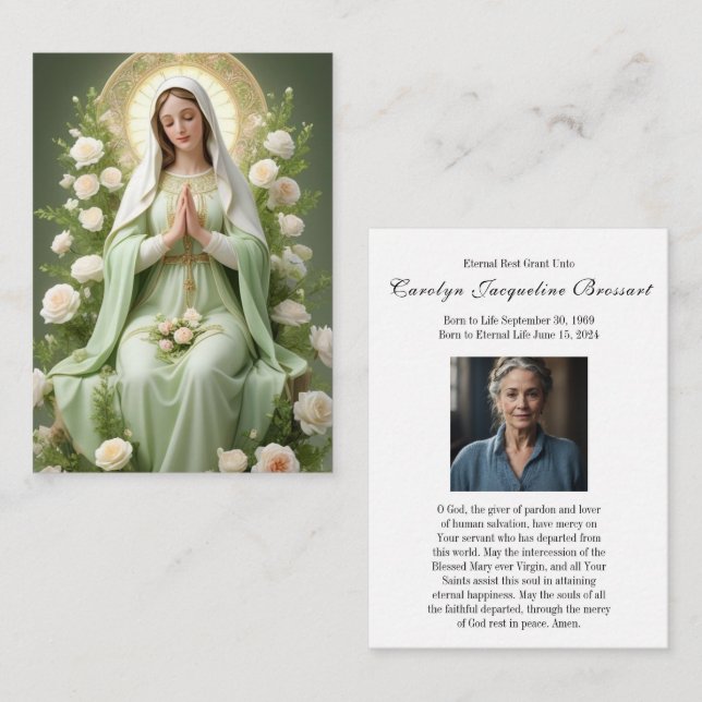 Catholic Funeral Memorial Prayer Holy Card (Front/Back)