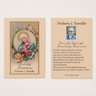Catholic Funeral Memorial Prayer Holy Card