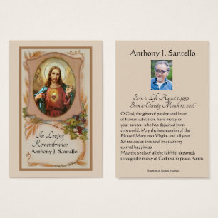 Catholic Funeral Memorial Prayer Holy Card