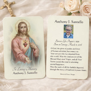 Catholic Funeral Memorial Prayer Holy Card
