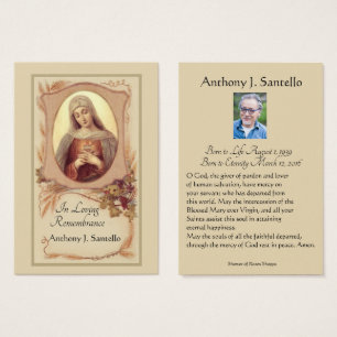 Catholic Funeral Memorial Prayer Holy Card