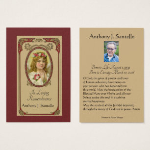 Catholic Funeral Memorial Prayer Holy Card