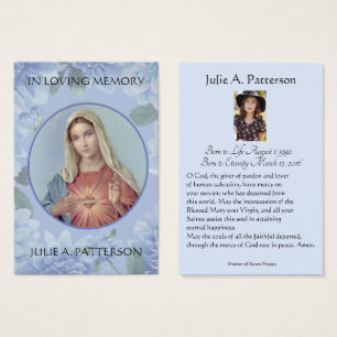 Catholic Funeral Memorial Prayer Holy Card
