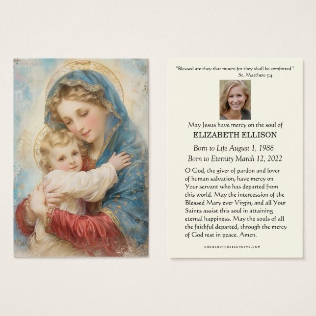 Catholic Funeral Memorial Scripture Prayer Card (Front & Back)
