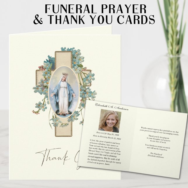 Catholic Funeral Prayer Memorial Thank You  Note Card (Creator Uploaded)