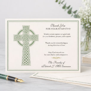 Catholic Funeral Thank You Irish Celtic Cross Card