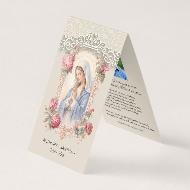 Catholic Funeral Virgin Mary Prayer Holy Card (Front)