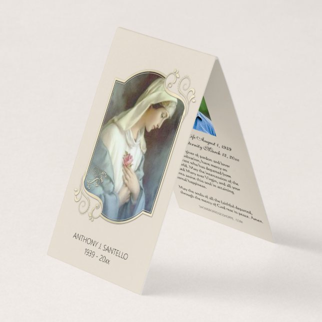 Catholic Funeral Virgin Mary Prayer Holy Card (Front)