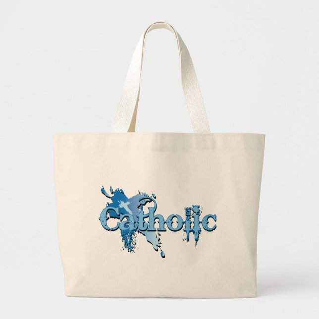 Catholic Gothic Cross Large Tote Bag (Front)