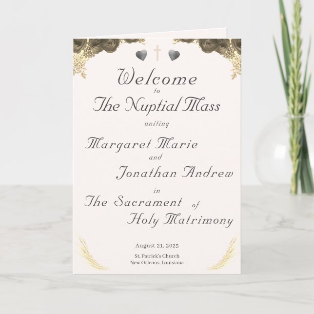 Catholic Grace Wedding Program (Front)