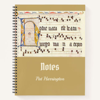 Catholic Gregorian Chant Latin Mass Medieval Gold Notebook