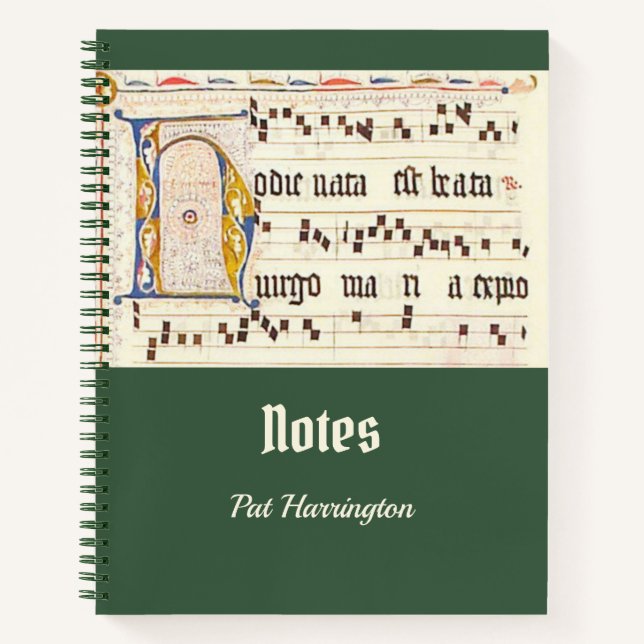 Catholic Gregorian Chant Latin Mass Medieval Teal Notebook (Front)