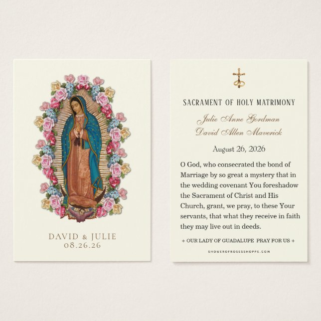 Catholic Guadalupe Roses Wedding Prayer  (Front & Back)