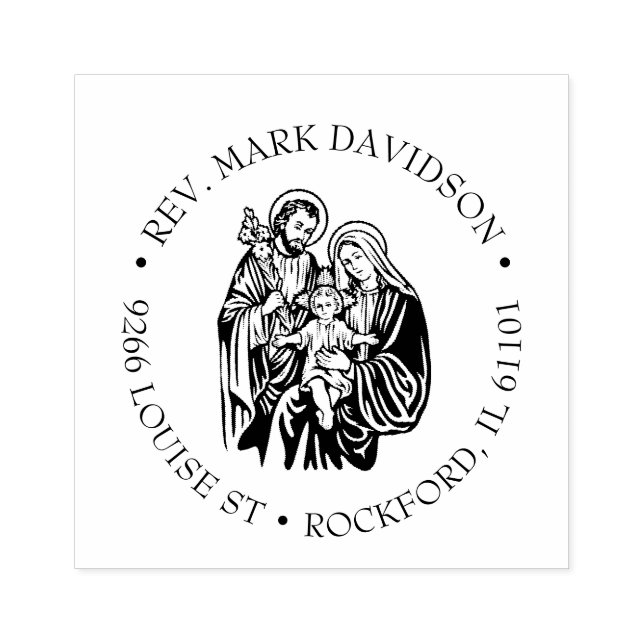 Catholic Holy Family Jesus, Mary Joseph, Address  Rubber Stamp (Imprint)