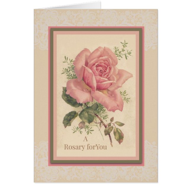 Catholic Holy Rosary Pink Roses Praying for You (Front)