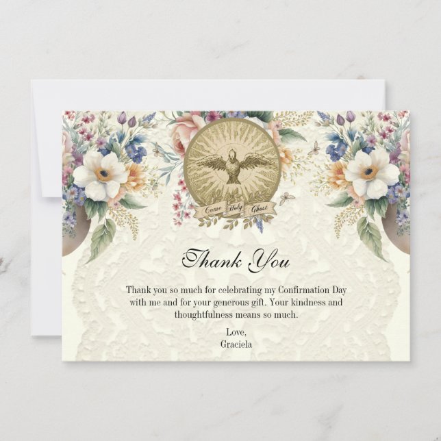 Catholic Holy Spirit Confirmation Floral Thank You (Front)